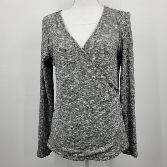 Rock & Republic Gray Faux Wrap Sweater - Picture 1 of 9